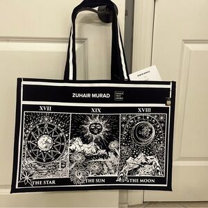 Zuhair Murad BRAND NEW black canvas  printed large tote bag